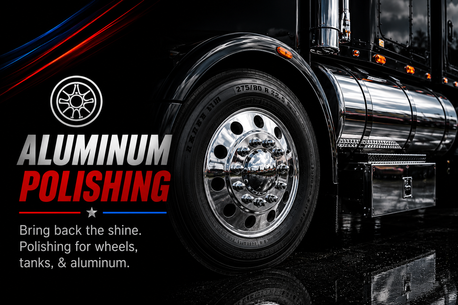 Aluminum polishing service restoring shine on commercial tanker trailer