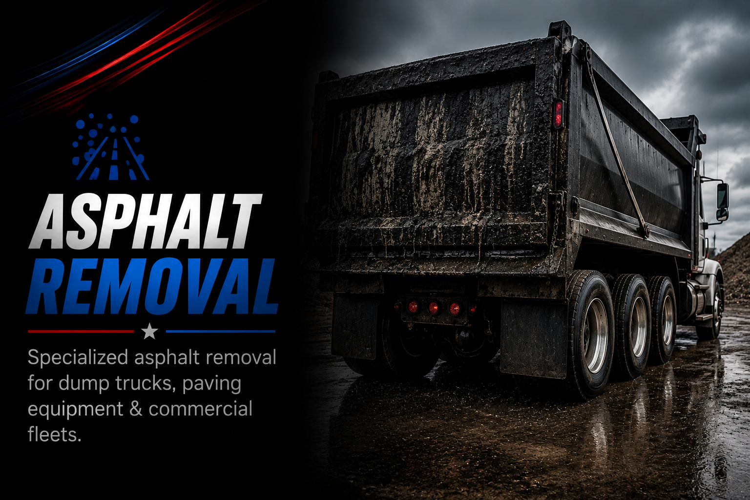 Asphalt removal service cleaning road tar from commercial vehicles and equipment