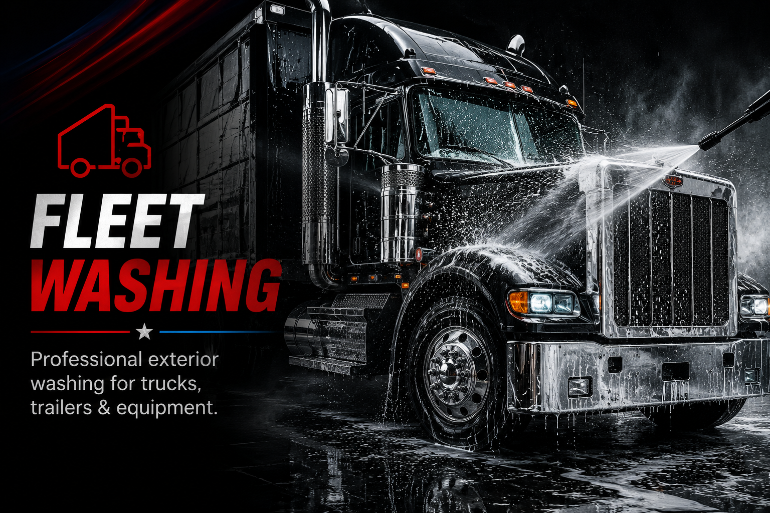 Commercial fleet washing service for semi trucks and trailers